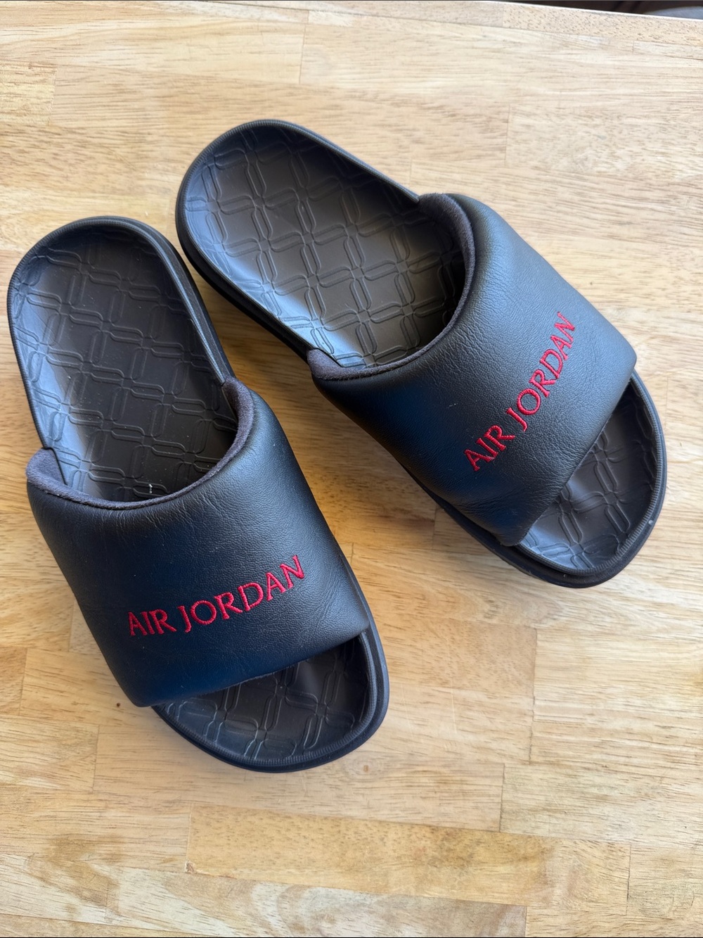 Jordan Black Slides with Red AIR JORDAN Logo